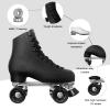 Roller Skates for Women with PU Leather High-top Double Row Rollerskates, Unisex-Adult Indoor Outdoor Black Derby Skate Men Size 8 with Adjustable Fast Braking for Beginner view 2