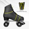 Roller Skates for Women with PU Leather High-top Double Row Rollerskates, Unisex-Adult Indoor Outdoor Black Derby Skate Men Size 8 with Adjustable Fast Braking for Beginner view 4
