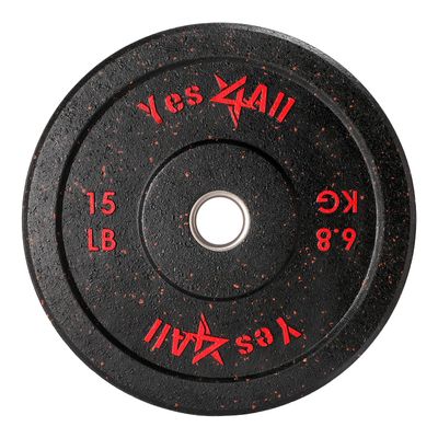 Yes4All 2" Bumper Plate, 10-190 LB Olympic Rubber Weight Plate with Steel Hub for WeightLifting, Strength Training, Home Gym, Less Impact, Absorb Bounce & Shock, Multiple Options, 15LB