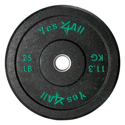 Yes4All 2" Bumper Plate, 10-190 LB Olympic Rubber Weight Plate with Steel Hub for WeightLifting, Strength Training, Home Gym, Less Impact, Absorb Bounce & Shock, Multiple Options, 25LB