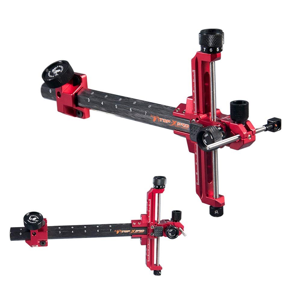 Archery Carbon Bar Recurve Bow Sight Adjustable 9 Inch T Shape Archery Shooting Target Sight for Left and Right Hand Professional Competition Recurve Bow Shooting (Right Hand, Red)
