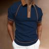 Mens Short Sleeve Polo Shirts Big and Tall Muscle T-Shirts Zip Up V Neck Graphic Printed Tees Casual Summer Tops view 2