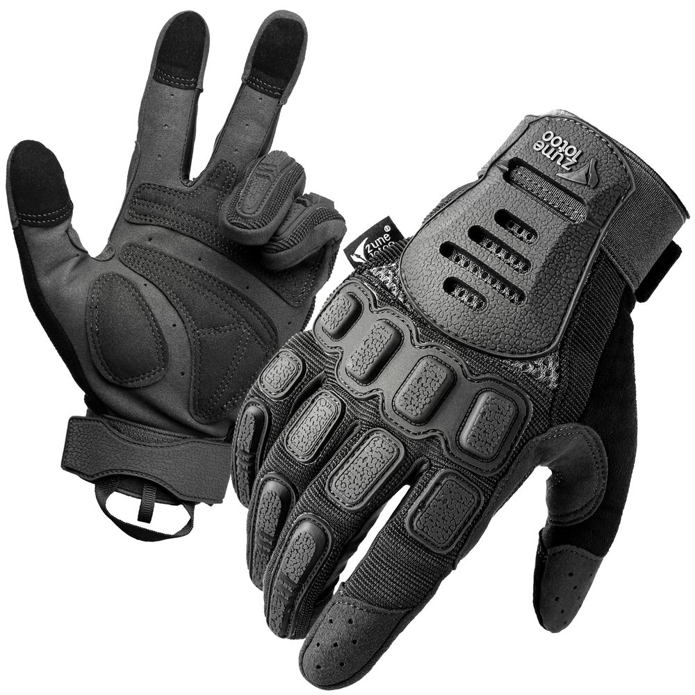 ZUNE LOTOO Tactical Gloves for Men, Touchscreen Motorcycle Gloves with Finger Impact Protection, Black Palm Padded Safety Work Gloves for Paintball Airsoft Range Tac Female Women(Small)
