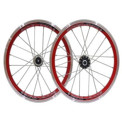 Folding Bike BMX Rim 16 Inch Bicycle Wheelset V- Brake Quick Release Bike Wheel Double Wall Rims for 7 8 9 10 Speed Cassette 1.5-2.1 Tires (Color : Red, Size : 16inch)