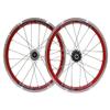 Folding Bike BMX Rim 16 Inch Bicycle Wheelset V- Brake Quick Release Bike Wheel Double Wall Rims for 7 8 9 10 Speed Cassette 1.5-2.1 Tires (Color : Red, Size : 16inch) view 1