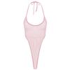 Sywiyi Womens One-Piece Lingerie Sheer Mesh Monokini High-Cut Thong Bodysuit Teddy Nightwear Pink Halter One Size view 1