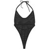 Sywiyi Womens One-Piece Lingerie Sheer Mesh Monokini High-Cut Thong Bodysuit Teddy Nightwear Black Halter One Size view 4