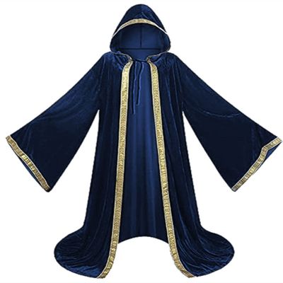 Honeystore Unisex Masquerade Wizard Cloak Halloween Cosplay Hooded Cape Outfit SWD2022042203-Blue 2XL