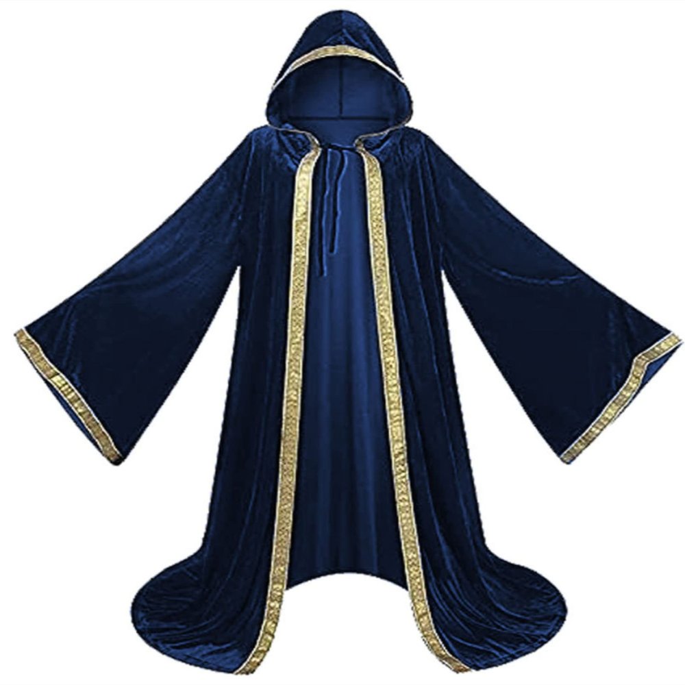 Honeystore Unisex Masquerade Wizard Cloak Halloween Cosplay Hooded Cape Outfit SWD2022042203-Blue 2XL