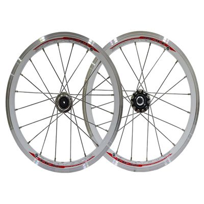 Folding Bike BMX Rim 16 Inch Bicycle Wheelset V- Brake Quick Release Bike Wheel Double Wall Rims for 7 8 9 10 Speed Cassette 1.5-2.1 Tires (Color : White, Size : 16inch)