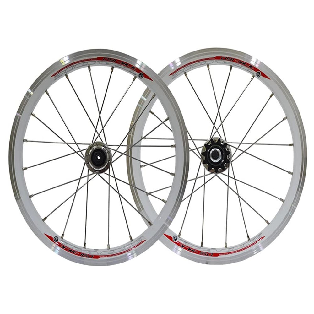 Folding Bike BMX Rim 16 Inch Bicycle Wheelset V- Brake Quick Release Bike Wheel Double Wall Rims for 7 8 9 10 Speed Cassette 1.5-2.1 Tires (Color : White, Size : 16inch)