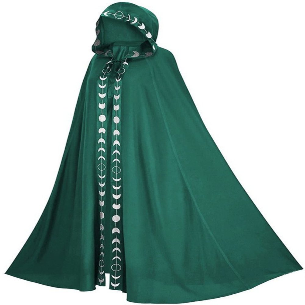 Honeystore Unisex Medieval Renaissance Cloak Long Cosplay Halloween Hooded Cape Green L/XL
