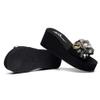 AnFeng Women's Wedges Crystal Floral Thick Bottom Outdoor Slippers Beach Shoes Cowboys Slippers for Women (Grey, 6.5-7) view 3