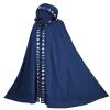 Honeystore Unisex Medieval Renaissance Cloak Long Cosplay Halloween Hooded Cape Navy 4XL/5XL view 1