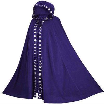 Honeystore Unisex Medieval Renaissance Cloak Long Cosplay Halloween Hooded Cape Purple 4XL/5XL