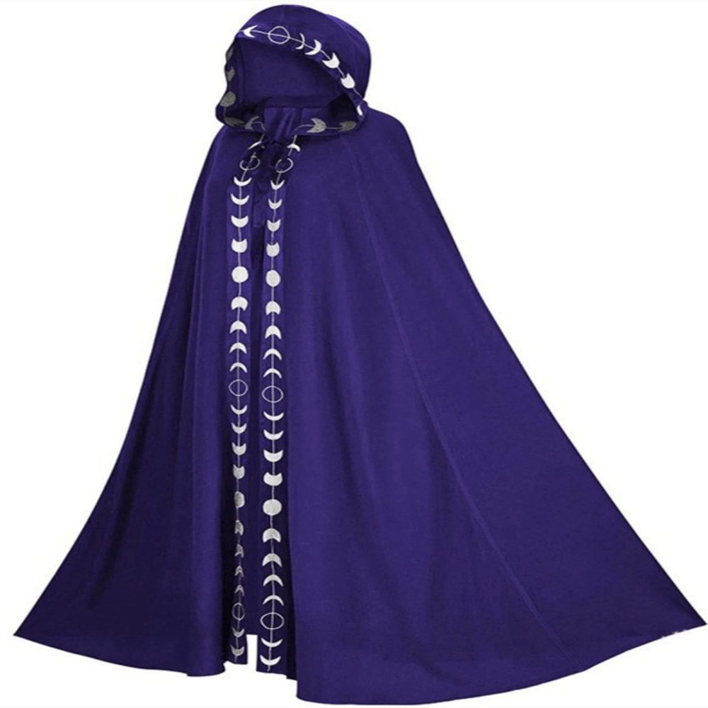 Honeystore Unisex Medieval Renaissance Cloak Long Cosplay Halloween Hooded Cape Purple 4XL/5XL