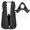 Honeystore Unisex Tunic Robe Cloak Knight Gothic Masquerade Cosplay Costume Cape SWD2022031101-Black 2XL view 2