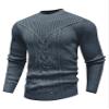 SAVKOOV Men's Pullover Long Sleeve Crewneck Knitted Sweater Deep Gray view 1