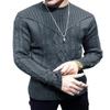 SAVKOOV Men's Pullover Long Sleeve Crewneck Knitted Sweater Deep Gray view 2