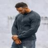 SAVKOOV Men's Pullover Long Sleeve Crewneck Knitted Sweater Deep Gray view 3
