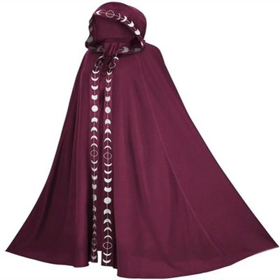 Honeystore Unisex Medieval Renaissance Cloak Long Cosplay Halloween Hooded Cape Red L/XL
