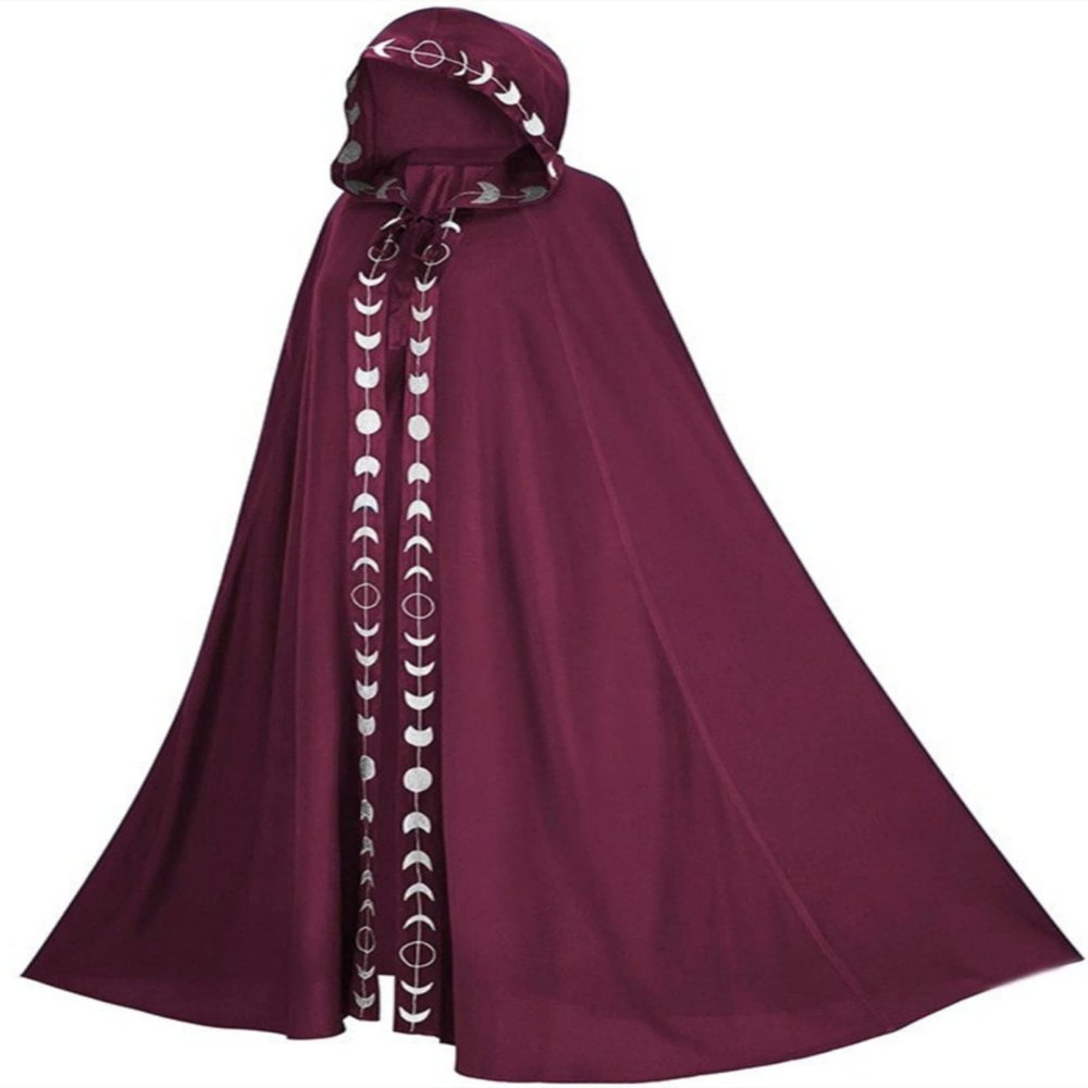 Honeystore Unisex Medieval Renaissance Cloak Long Cosplay Halloween Hooded Cape Red 4XL/5XL