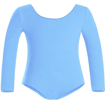 Boboking Kids Girls Basic Long Sleeve Leotards for Ballet Gymnastic Bodysuit 4/6T Blue