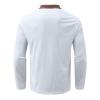 Men's Striped Polo Shirts Long Sleeve Zip Up Slim Fit T-Shirts Big and Tall Contrast Patchwork Business Plaid Tees White view 4