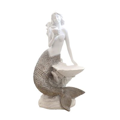 BOOMLATU Vintage Mermaid Jewelry Tray,White Mermaid Figurine Ring Holder,Collectible Personal Ornament Plate for Necklaces, Earrings,Jewelry, Trinket - Mermaid Statue Organizer