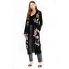 Johnny was Meriah Velvet Duster Coat Long Sleeve Floral Embroidery Black Top New view 1