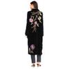 Johnny was Meriah Velvet Duster Coat Long Sleeve Floral Embroidery Black Top New view 2