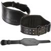 100% Top-Grain Leather 10mm Thick 6 Wide to 2.5 Taper Heavy-Duty Dual Prong Weightlifting Belt for Men and Women + 24" Red Padded Weightlifting Wrist Straps with Silicone Grip Design (Extra Large) view 2
