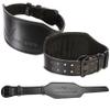 100% Top-Grain Leather 10mm Thick 6 Wide to 2.5 Taper Heavy-Duty Dual Prong Weightlifting Belt for Men and Women + 24" Military Green Padded Weightlifting Straps with Silicone Grip (Large) view 2