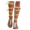 ZBYY Women Gladiator Beach Sandals T-Strap Flat Strappy Knee High Crisscross Shoes Open Toe Lace Up Flip Flops Sandals view 1
