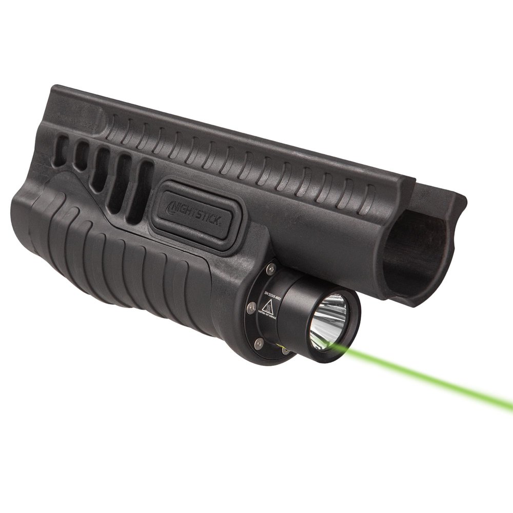 Nightstick SFL-11GL Shotgun Forend Light with Green Laser - 1200 Lumens Forend Light for Mossberg 500/590/590A1/Shockwave - IP-X7 Waterproof Impact & Chemical Resistant - 2 CR123 Batteries - Black