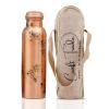 Craft Trade 100% Pure Copper Water Bottle 34 Oz, Ayurveda inspired Copper Bottle for Drinking, Unique Handcrafted Floral Design with Jute Carry Case  Boosts Immunity & Digestion, Leak-Proof, BPA-Free view 1