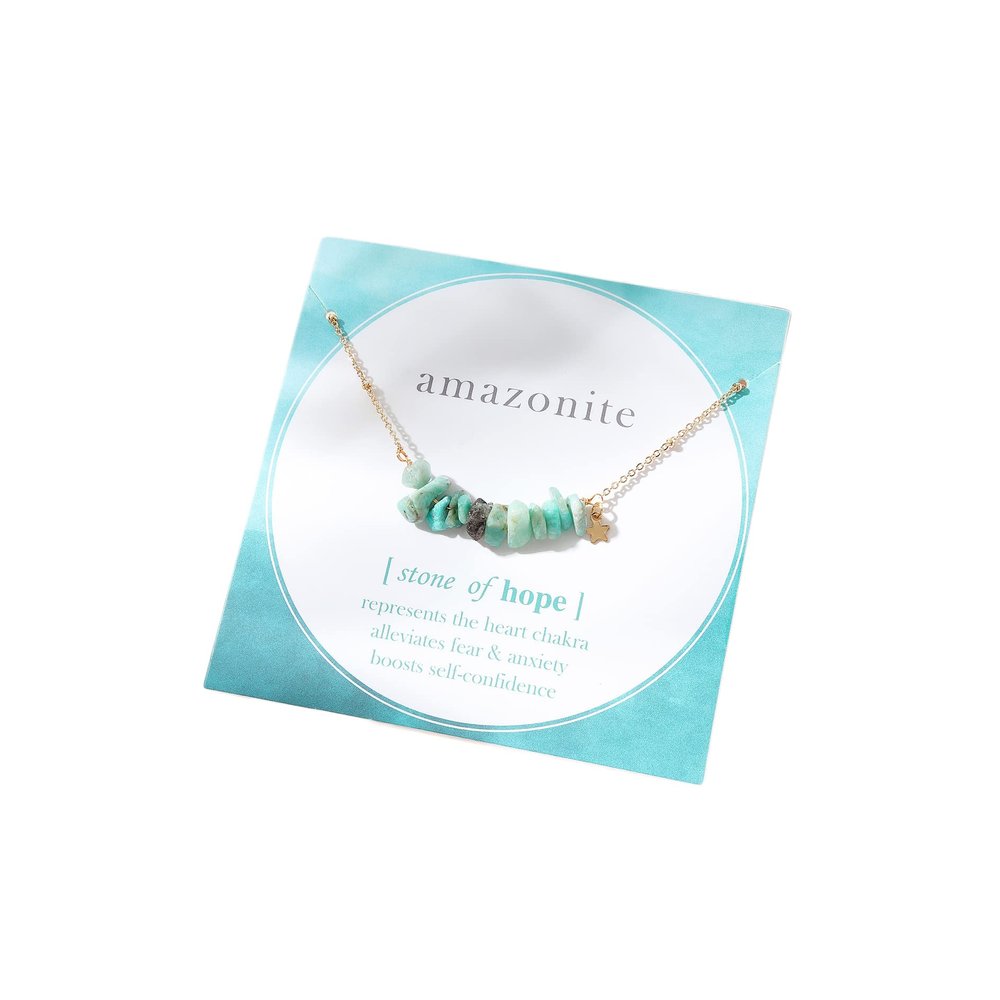 COLORFUL BLING Gold Plated Dainty Beaded Crystal Necklace Purple Natural Healing Chakra Stone Choker Necklace for Women Spiritual Reiki Quartz Jewelry-green ne