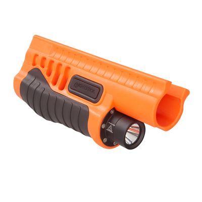 Nightstick SFL-12WL Shotgun Forend Light - 1200 Lumens Forend Light for Mossberg 500/590/590A1/Shockwave - IP-X7 Waterproof Impact & Chemical Resistant - 2 CR123 Batteries - Less Lethal Orange
