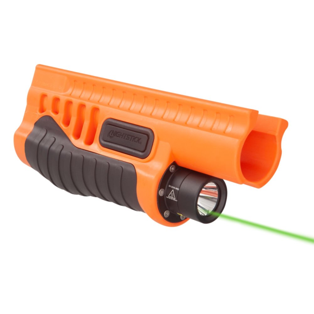 Nightstick SFL-12GL Shotgun Forend Light - 1200 Lumens Forend Light for Mossberg 500/590/590A1/Shockwave - IP-X7 Waterproof Impact & Chemical Resistant - 2 CR123 Batteries - Less Lethal Orange