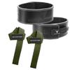 100% Top-Grain Leather 10mm Thick 4" Wide Quick Adjustable Metal Lever Powerlifting Belt for Men and Women made with Vegetable Tanned Leather + 24" Military Green Weightlifting Straps (Extra Large) view 1