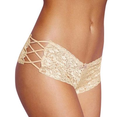 Briefs Women Lingerie Underwear Plus Panties Out Hollow Sexy Size Lace Christmas Lingerie for Women for Sex (Beige, S)