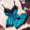 Shorts Pajamas Lace Camisole Stain Sexy V-Neck Bowknot Eyelash Women Set Lingerie for Woman Sexy plus Size (Green, L) view 2