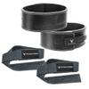 100% Top-Grain Leather 10mm Thick 4" Wide Quick Adjustable Metal Lever Powerlifting Belt for Men and Women + 24" Gray Padded Weightlifting Straps with Silicone Grip Design - Wrist Straps (X-Large) view 1