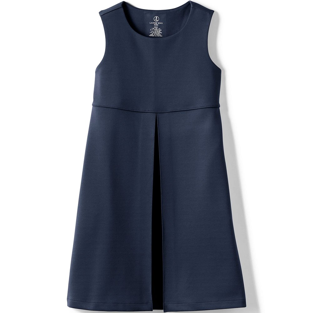 Lands' End Girls Ponte Pleat Jumper Top of Knee 16 Classic Navy