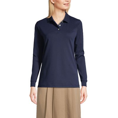 Lands' End Kids Long Sleeve Interlock Polo Shirt X-Small Classic Navy