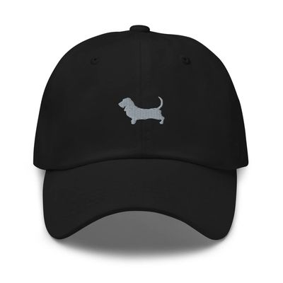 Basset Hound hat, Embroidered Unisex dad hat, Basset Hound Gifts, Basset Hound hat for Men and Women. Black