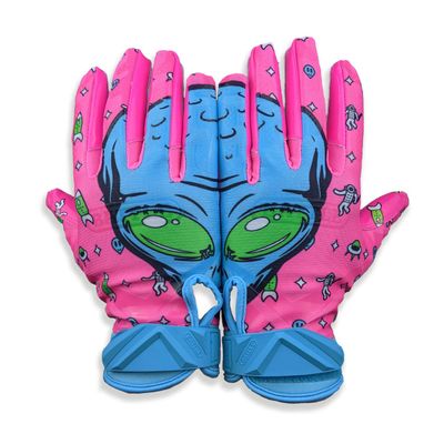 Battle Sports Pink Alien Cloaked Wide Receiver Football Gloves, Ultra-Tack Sticky & Grip Gloves, No Slip - Adult XX-Large