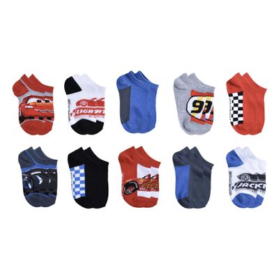 Cars Boys 10-pack No Show Socks, Light Gray Heather, 4-6 Years US