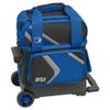 BSI Dash Single Roller Bowling Bag with Smooth Rolling Wheels, Padded Ball Compartment, Retractable Locking Handle, & Shoe Pocket, Black/Blue/Gray view 1