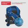 BSI Dash Single Roller Bowling Bag with Smooth Rolling Wheels, Padded Ball Compartment, Retractable Locking Handle, & Shoe Pocket, Black/Blue/Gray view 2